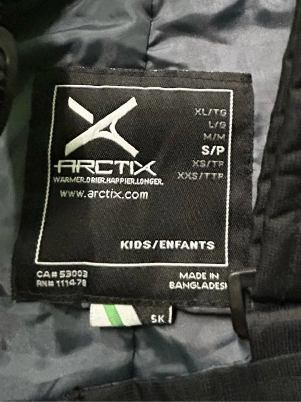 Youth Kids Arctix Black Snowsuit Snow Bib Size Small (6/7)